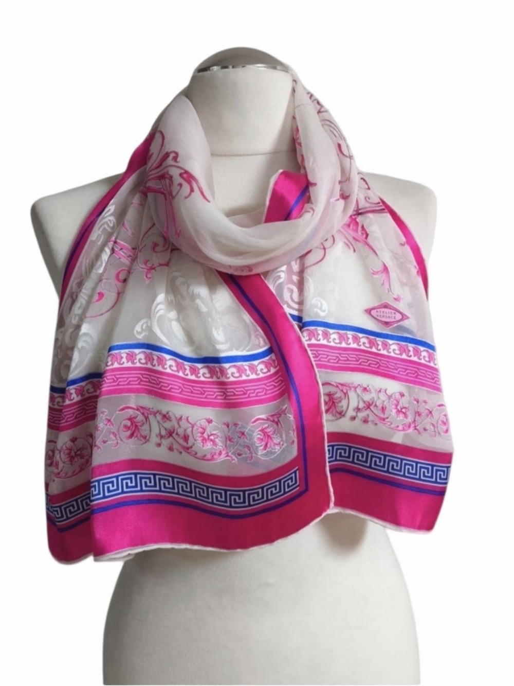 Pink Versace Silk Scarf / Shawl - Picture 2 of 8